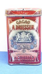 Oud monsterblikje Cacao A.Driessen. Rond 1910. Hoogte 9.5cm, Verzamelen, Blikken, Ophalen of Verzenden, Zo goed als nieuw