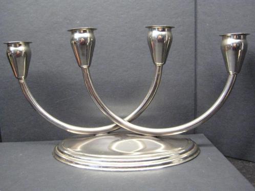 VINTAGE KANDELAAR VERZILVERD, Antiek en Kunst, Antiek | Kandelaars, Ophalen of Verzenden