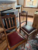 6 stoelen met lederen zitting, Antiek en Kunst, Ophalen
