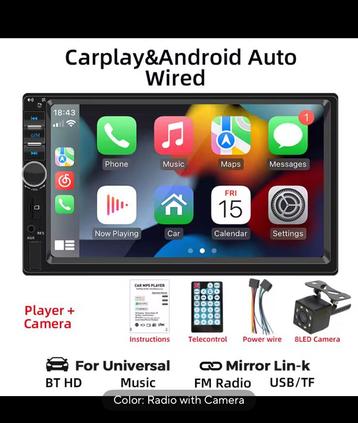 , 7 pouces, Android Car, écran tactile, 2 DIN, rétroviseur, Enlèvement, Comme neuf