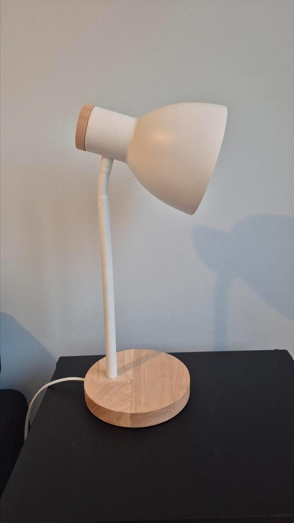 Tafellamp bureaulamp wit hout, Huis en Inrichting, Lampen | Tafellampen, Gebruikt, Minder dan 50 cm, Hout, Ophalen of Verzenden