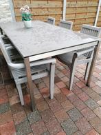 Tuintafel met 7 stoelen, Tuin en Terras, Tuintafels, Ophalen, Gebruikt, Rechthoekig, Hout