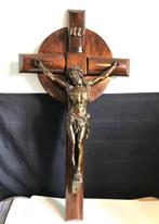 Croix 70 cm crucifix bronze et bois Grande Antique🙏😍💑🤗👌, Enlèvement ou Envoi