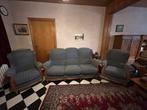 Vintage salon 2x 1-zit, 1x 3-zit, Huis en Inrichting, Zetels | Complete zithoeken, Ophalen, Gebruikt, Hout