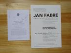2 invitaties Jan Fabre *1 signed*, Livres, Catalogues & Dépliants, Enlèvement ou Envoi, Comme neuf, Dépliant
