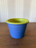 Pot de fleurs en céramique coloré — bleu et vert citron, Jardin & Terrasse, Intérieur, Moins de 25 cm, Enlèvement, Utilisé