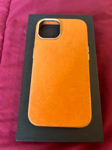 Iphone 14 Hoesje Alcantara leer (orange)