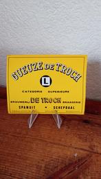 Brasserie bière ancienne étiquette Gueuze De Troch #2, Collections, Marques de bière, Comme neuf, Enlèvement ou Envoi
