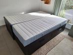 donkerbruine bedbank met 2 lades, 160 cm, Gebruikt, Bruin, Hout