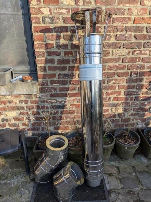 Lot tubage de cheminée inox rigide double paroi – Ø150 mm, Doe-het-zelf en Bouw, Buizen en Afvoer, Zo goed als nieuw, Bochten