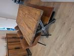 Industrieele teak tafel, Huis en Inrichting, Tafels | Eettafels, Ophalen, Zo goed als nieuw