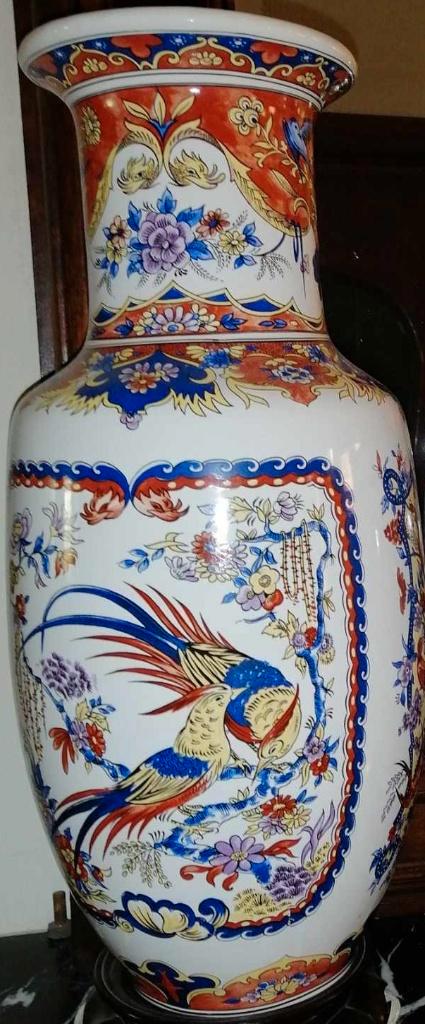 Antieke vaas met fazanten uit de jaren 50 van J.P. Derevua, Antiek en Kunst, Antiek | Vazen, Ophalen