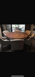 Eettafel met stoelen, Huis en Inrichting, Ophalen, Overige materialen, Rond, Zo goed als nieuw