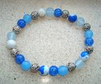 Armband van halfedelsteen in blauwtinten, Handtassen en Accessoires, Armbanden, Met edelsteen, Nieuw, Elastiek, Verzenden