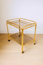 Vintage messing serveerwagen / trolley / theewagen / barcart, Huis en Inrichting, Ophalen, 50 tot 100 cm, Vintage hollywood regency