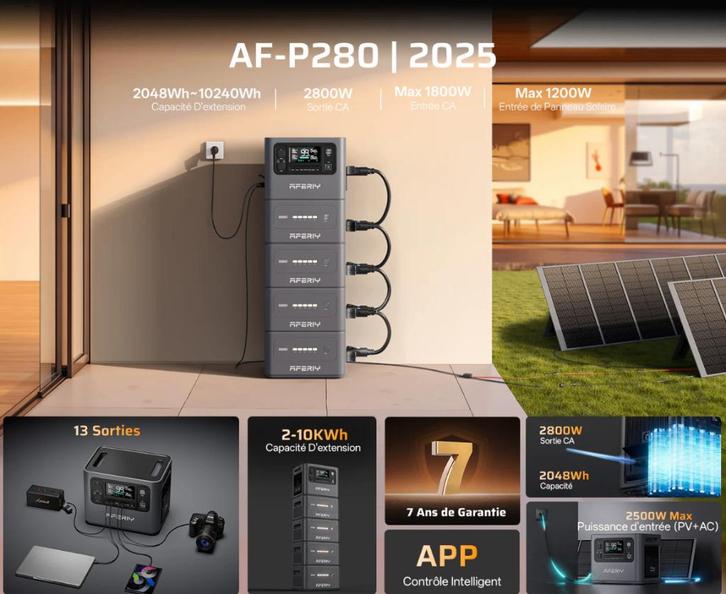 AFERIY P280 Station D'énergie Portable, Doe-het-zelf en Bouw, Aggregaten, Nieuw, Overige typen, 5 tot 10 kVA, Ophalen