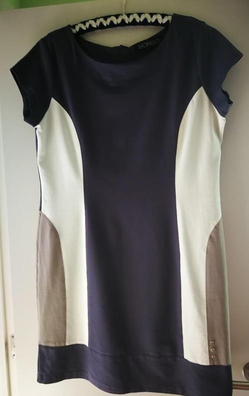 Mooie geklede jurk - Sao Paulo - maat 46, Kleding | Dames, Jurken, Zo goed als nieuw, Maat 46/48 (XL) of groter, Blauw, Knielengte