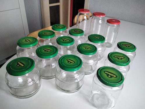 Set van 16 grote glazen inmaakpotten met luchtdichte deksels, Huis en Inrichting, Keuken | Servies, Zo goed als nieuw, Kom(men)