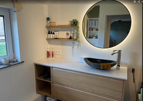 Badkamerspiegel - diameter 80cm - verlicht & verwarmd, Huis en Inrichting, Badkamer | Badkamermeubels, Zo goed als nieuw, Overige typen