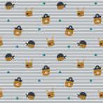 Actie : Poplin katoen piraatjes, lichtgrijs., Neuf, Gris, Coton, 120 cm ou plus