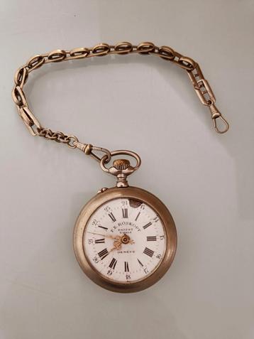 Montre de poche Roskopf Genève., Enlèvement ou Envoi, Montre de poche, Autres marques, Avec chaîne