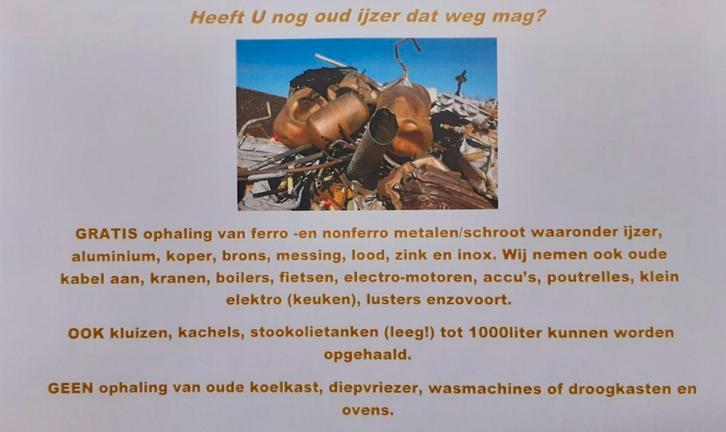 Heeft u nog oud ijzer dat weg mag?, Diversen, Overige Diversen, Ophalen