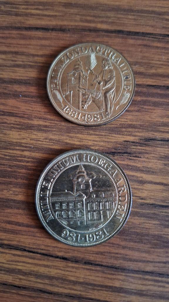 Set van 2 herdenking munten millennium Groot Bijgaarden 40 p, Postzegels en Munten, Penningen en Medailles, Ophalen of Verzenden