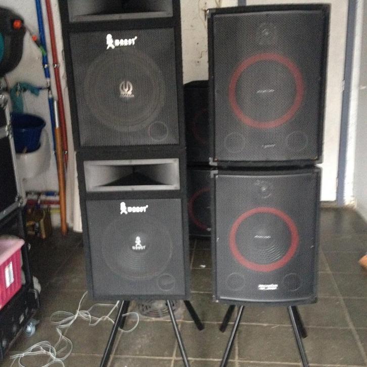 muziekboxen   4 stuks, Audio, Tv en Foto, Luidsprekerboxen, Zo goed als nieuw, Front, Rear of Stereo speakers, 120 watt of meer