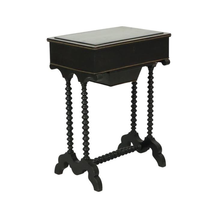 Zwart Gelakte Antieke Naaitafel Bijzettafel Mahonie 19de Eeu, Huis en Inrichting, Tafels | Bijzettafels, Gebruikt, Rechthoekig