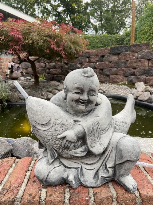 Bouddha avec Koi (pulvérisateur d'eau), Jardin & Terrasse, Statues de jardin, Neuf, Bouddha, Béton, Enlèvement