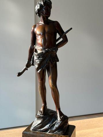 Jeremias Christensen XIXE. bronzen DAVID fondeur Gladenbeck, Antiek en Kunst, Kunst | Beelden en Houtsnijwerken, Ophalen of Verzenden