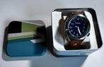 Fossil horloge heren blauw leer 100M (in doos), Handtassen en Accessoires, Smartwatches, Blauw, Ophalen of Verzenden, Zo goed als nieuw