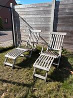 Teak ligstoelen in goede staat (Aarschot), Tuin en Terras, Ophalen, Gebruikt, Teakhout, Verstelbaar