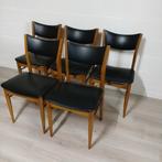 5x vintage stoelen zwarte skai, Huis en Inrichting, Stoelen, Ophalen of Verzenden, Zo goed als nieuw, Leer