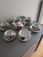 Theepot + 5 tassen met ondertassen  + 1 grotere tas, Ophalen of Verzenden, Nieuw, Porselein
