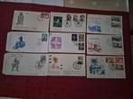 9 x FDC jaren 50 en 60, Postzegels en Munten, Postzegels | Eerstedagenveloppen, Verzenden, Beschreven