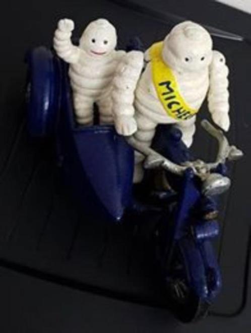 Michelin Bibendum op motor met zijspan gietijzer reclame, Verzamelen, Merken en Reclamevoorwerpen, Zo goed als nieuw, Reclamebord
