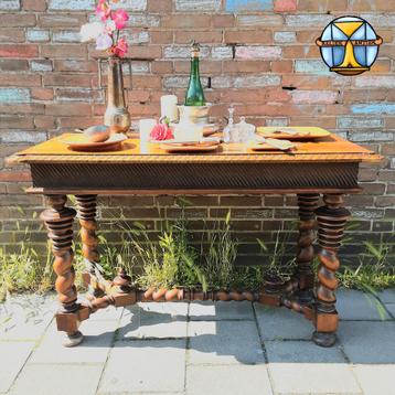 Table d'entrée en bois italien/petite table à manger antique