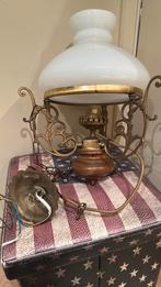 Koperen hanglamp met houten voet, Antiek en Kunst, Ophalen