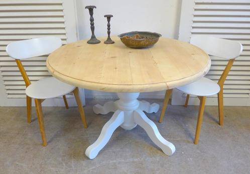 Mooie witte ronde landelijke eettafel, Huis en Inrichting, Tafels | Eettafels, Zo goed als nieuw, 100 tot 150 cm, 100 tot 150 cm