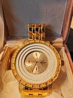 Gouden Riviera horloge met steentjes., Ophalen of Verzenden, Nieuw