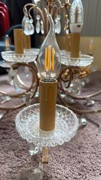 Klassieke luster in goudkleur met glazen decoratie, Antiek en Kunst, Ophalen