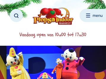 Plopsa indoor Hasselt 2 tickets d’entrées adulte ou enfant