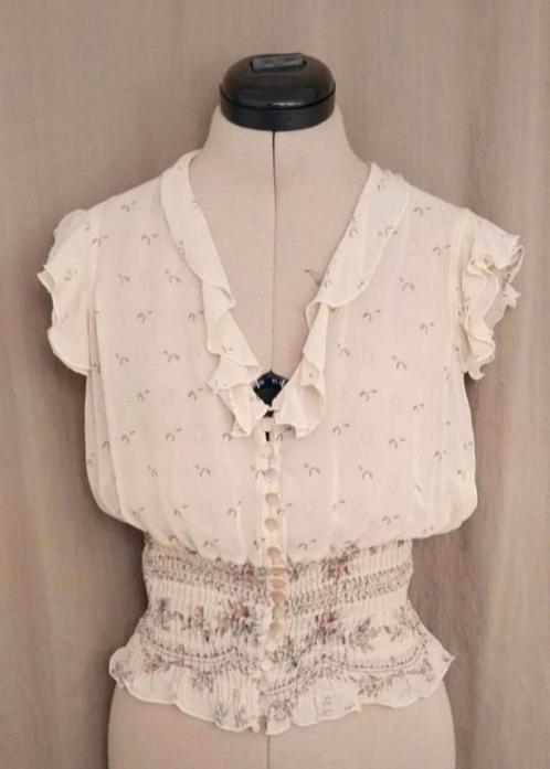 Ravissante blouse Caroll taille 36-38 en crêpe crème léger, Kleding | Dames, Topjes, Nieuw, Ophalen of Verzenden