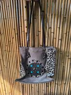 H. Corral vintage Y2K leren handtas met luipaarddetail, Ophalen of Verzenden, Gebruikt, Bruin, Handtas