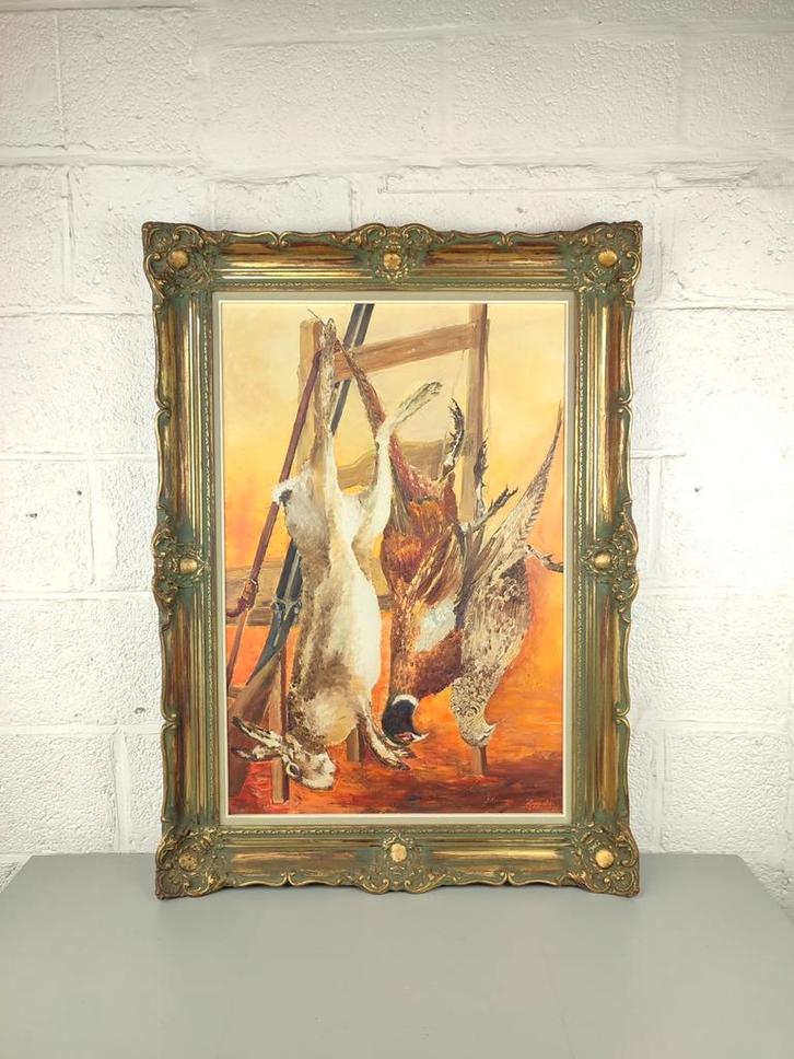 Groot schilderij met jachttrofeeën, Antiek en Kunst, Kunst | Schilderijen | Klassiek, Ophalen