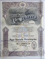 Grand Hôtel G.Scheers - part sociale - Bruxelles - 1932, Ophalen of Verzenden, 1920 tot 1950, Aandeel