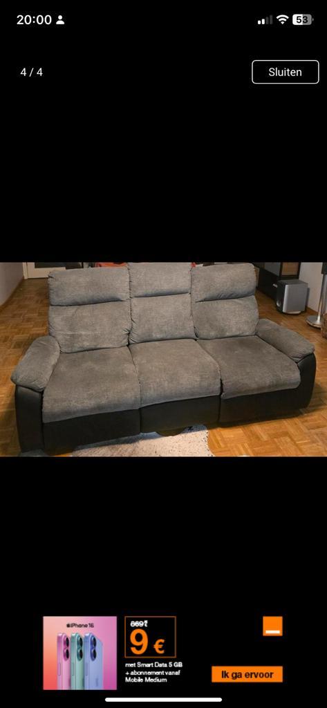 Mooie bank/zetel, Huis en Inrichting, Slaapkamer | Slaapbanken, Zo goed als nieuw, 120 cm, 200 cm, Tweepersoons, Crème, Grijs