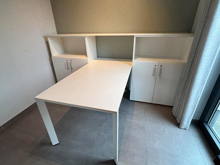 Bureau met 2 opbergkasten - wit, Huis en Inrichting, Bureaus, Zo goed als nieuw, Bureau, Ophalen