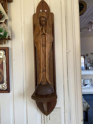 statue art déco en bois Maria - 33 cm avec konzole 56 cm